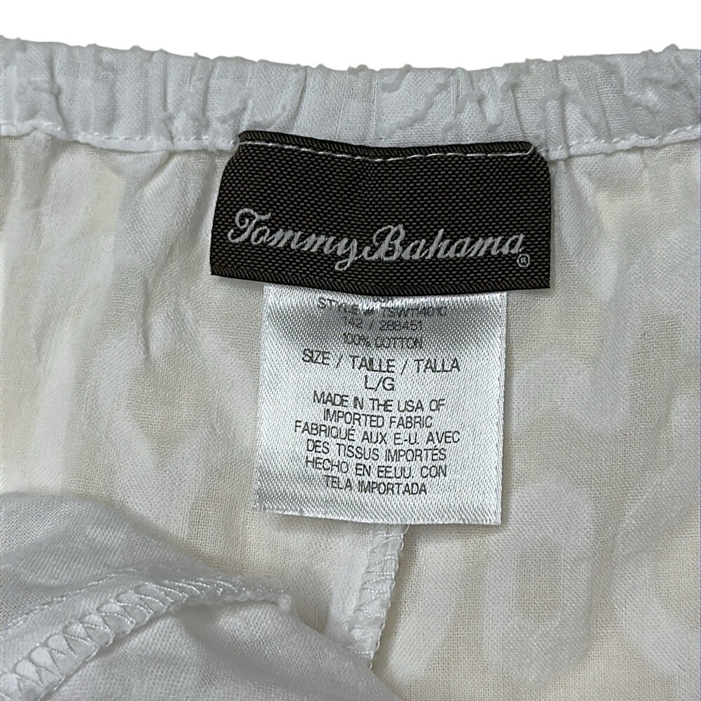 Tommy Bahama White Drawstring Waist Lightweight 100% Cotton Coverup Pants Size L - Picture 10 of 14